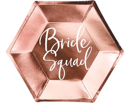 6PK 23cm ROSE GOLD BRIDE SQUAD PLATES