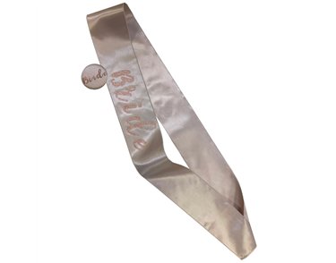 LUXURY NUDE BRIDE SASH WITH BADGE SET