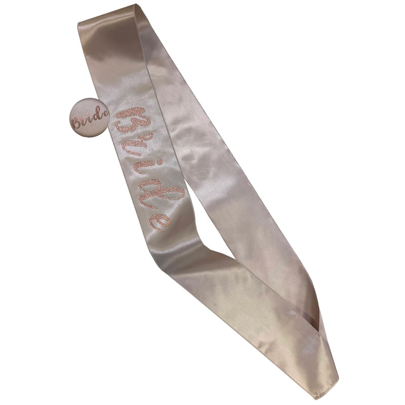LUXURY NUDE BRIDE SASH WITH BADGE SET