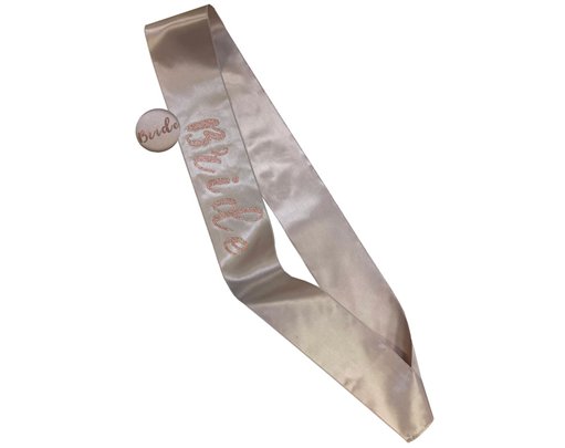 LUXURY NUDE BRIDE SASH WITH BADGE SET