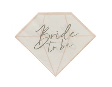 16PK DIAMOND 'BRIDE TO BE' PAPER NAPKINS