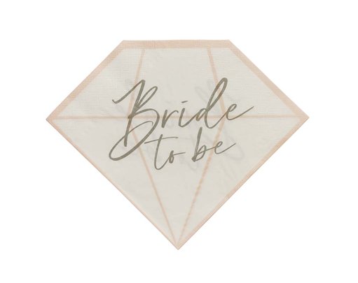 16PK DIAMOND 'BRIDE TO BE' PAPER NAPKINS