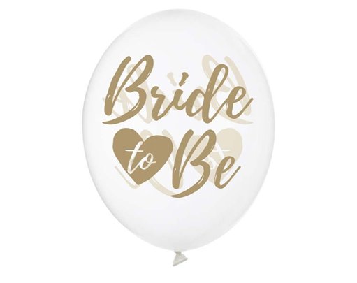 6PK 30cm CRYSTAL CLEAR BRIDE TO BE BALLOONS