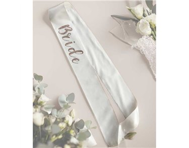 SOFT WHITE DIAMANTE BRIDE SASH