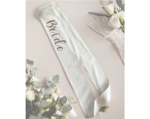 SOFT WHITE DIAMANTE BRIDE SASH