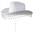 WHITE COWBOY HAT WITH DIAMANTE CHAIN