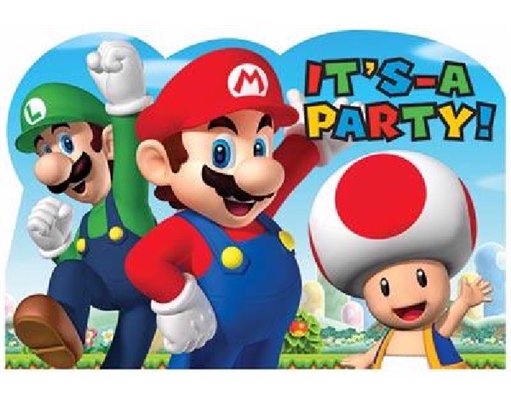 (8) SUPER MARIO INVITATIONS