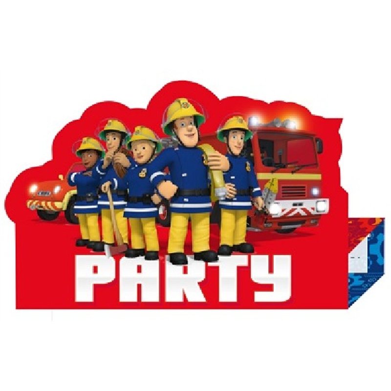 (8) FIREMAN SAM INVITES & ENVELOPES