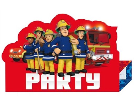 (8) FIREMAN SAM INVITES & ENVELOPES