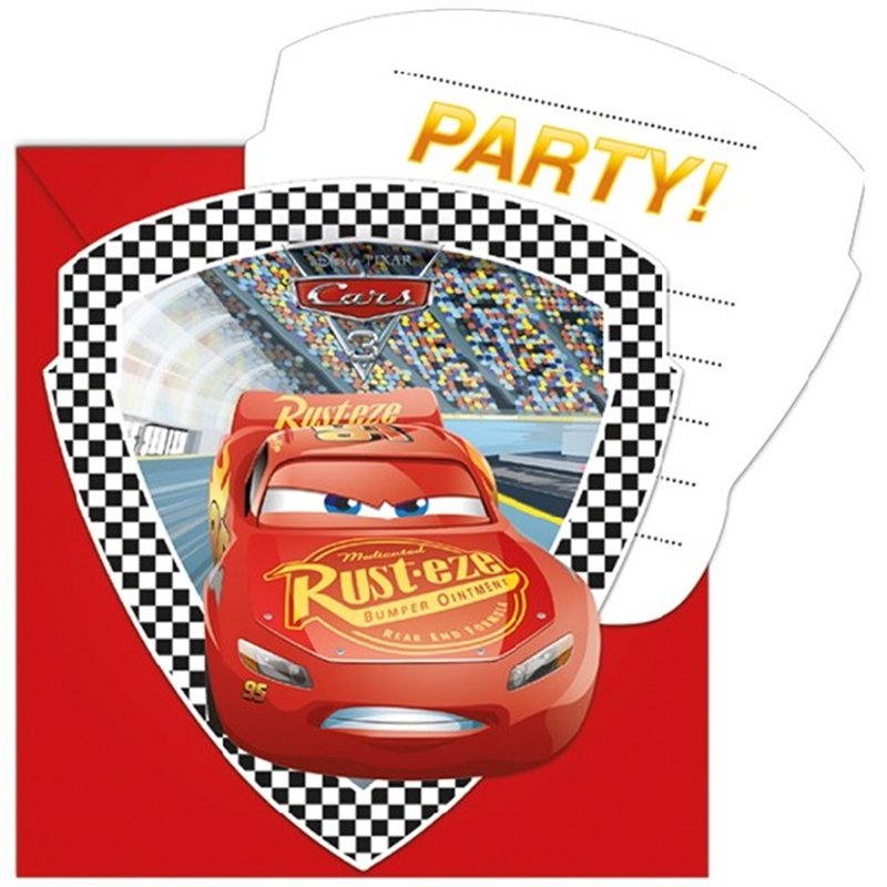 (6) CARS 3 DIE-CUT INVITATIONS