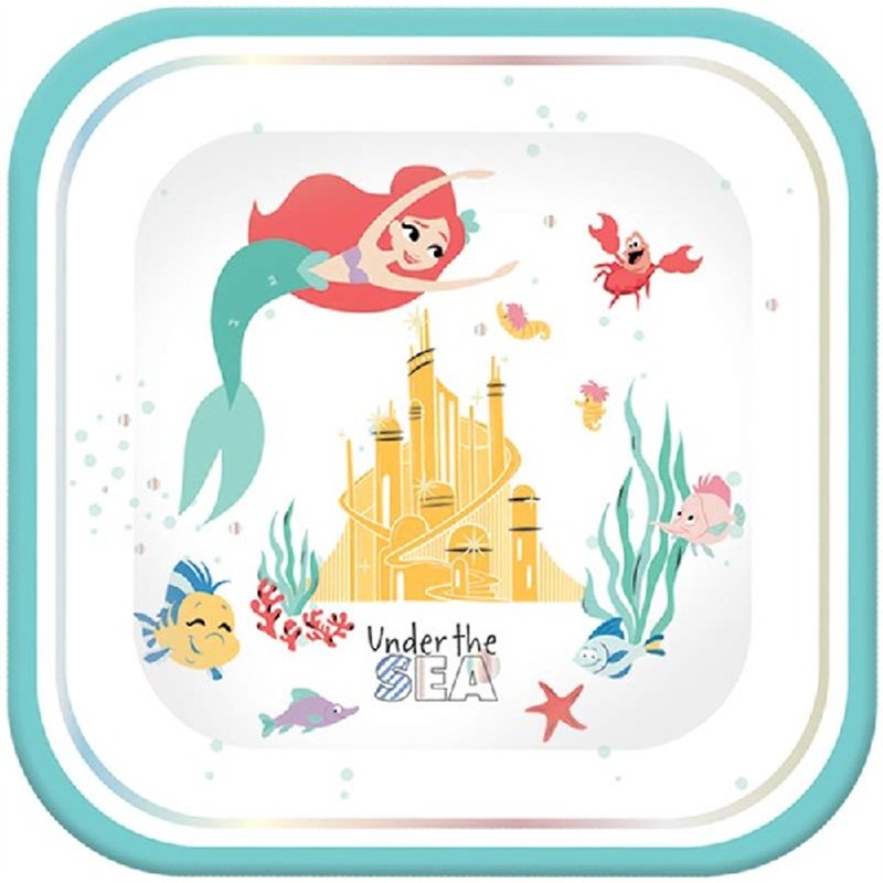 (4) ARIEL UNDER THE SEA SQ PLATES