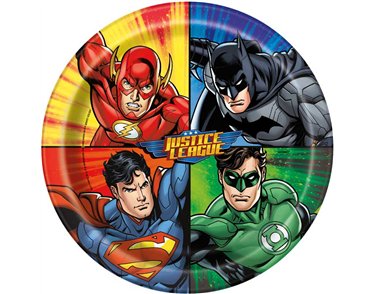 8PK 9in JUSTICE LEAGUE ROUND DINNER PLATES