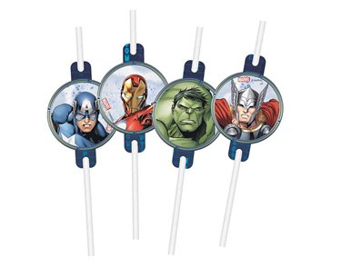 4PK AVENGERS INFINITY STONES DRINKING STRAWS