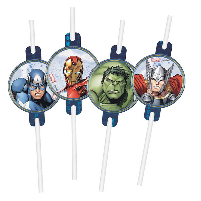 4PK AVENGERS INFINITY STONES DRINKING STRAWS