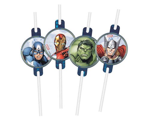 4PK AVENGERS INFINITY STONES DRINKING STRAWS
