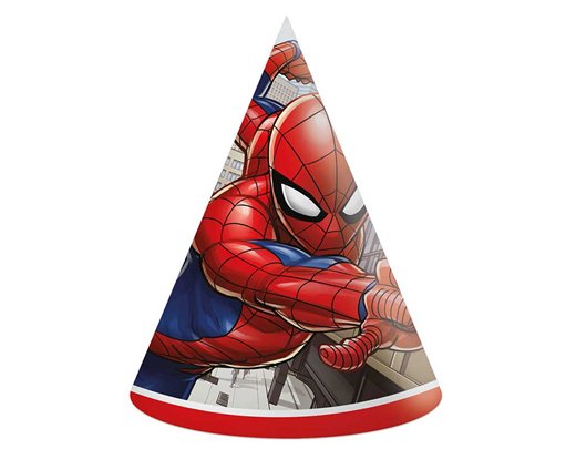 6PK SPIDERMAN CRIME FIGHTER PARTY HATS