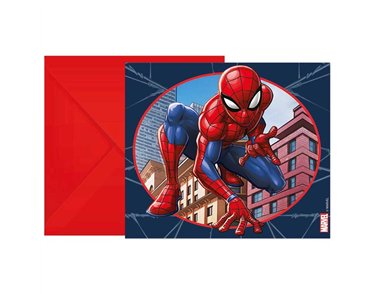 6PK SPIDERMAN CRIME FIGHTER INVITATIONS