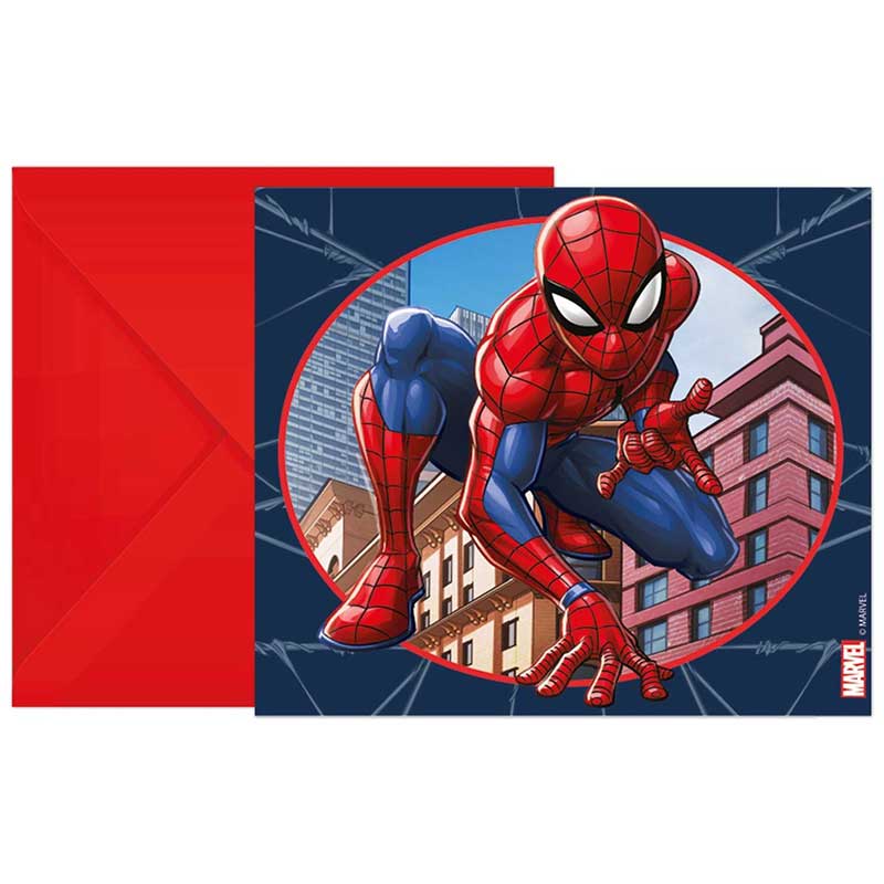 6PK SPIDERMAN CRIME FIGHTER INVITATIONS