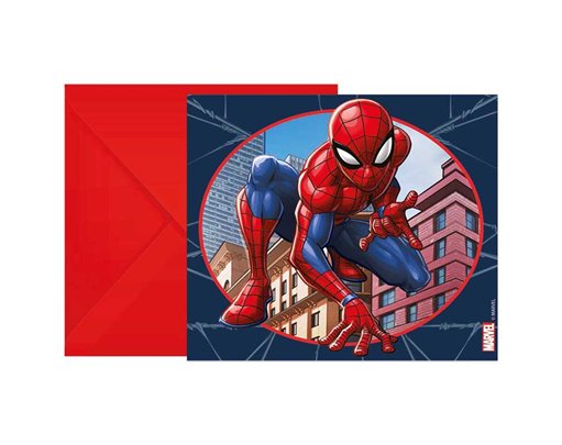 6PK SPIDERMAN CRIME FIGHTER INVITATIONS