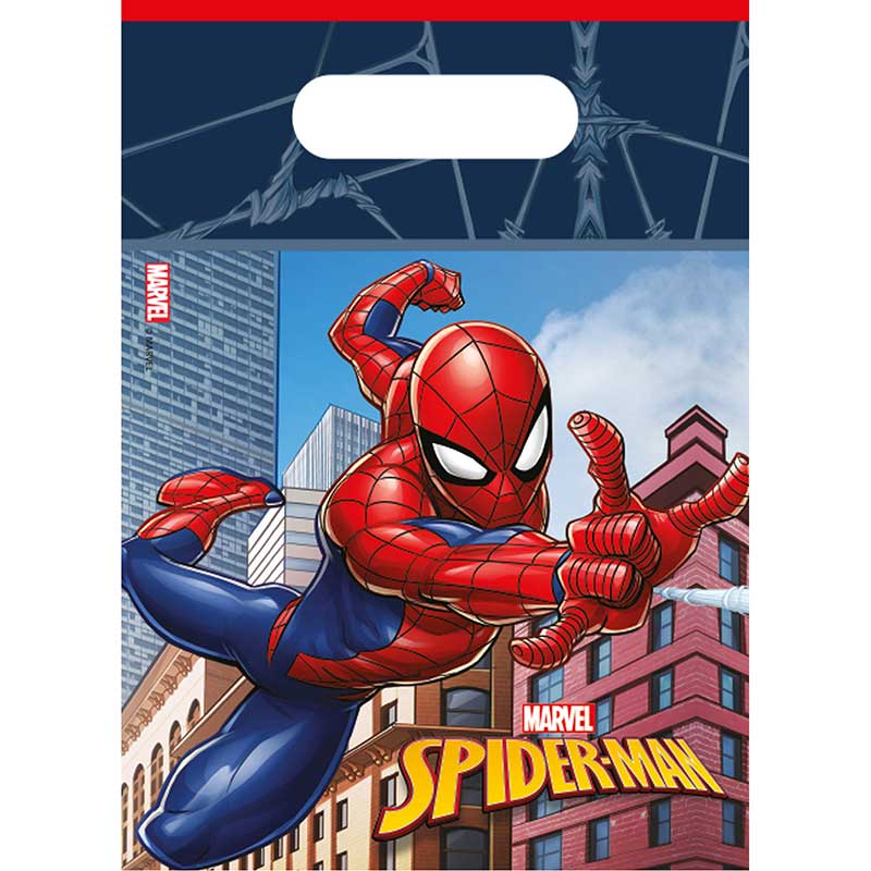 6PK SPIDERMAN CRIME FIGHTER PARTY BAGS