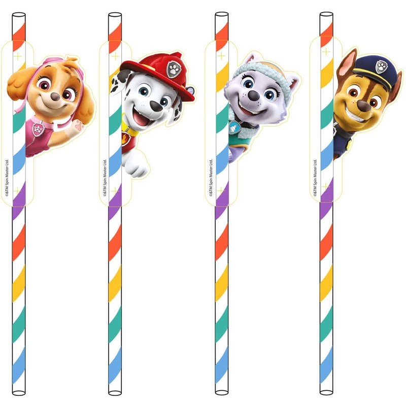 8PK PAW PATROL PAPER STRAWS