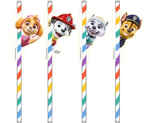 8PK PAW PATROL PAPER STRAWS