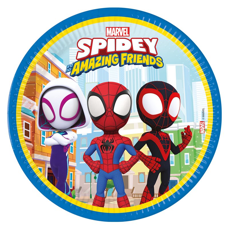 8PK 23cm SPIDEY AND FRIENDS PAPER PLATES