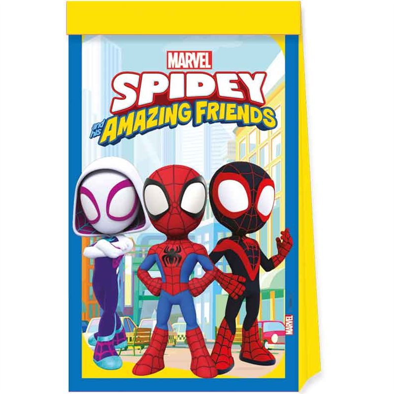 4PK SPIDEY AND FRIENDS PAPER BAGS