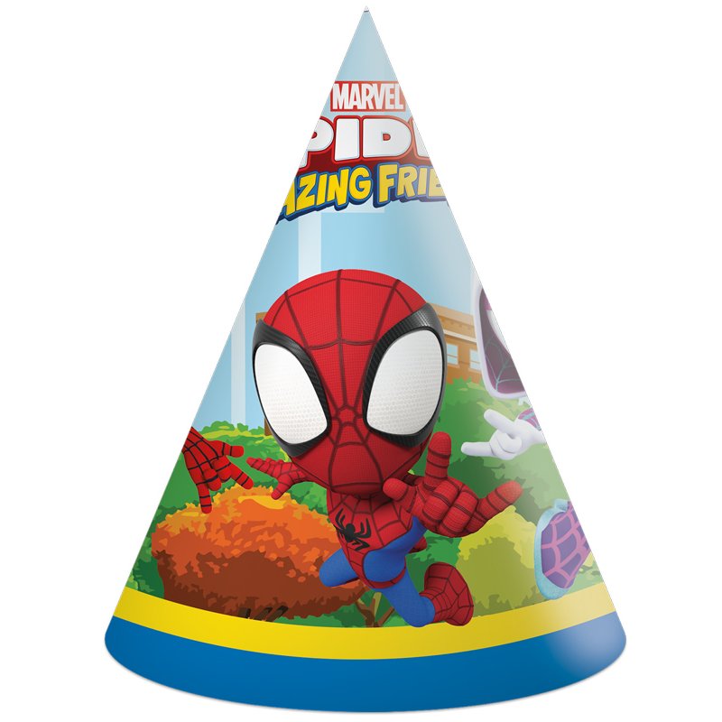 6PK SPIDEY AND FRIENDS PARTY HATS