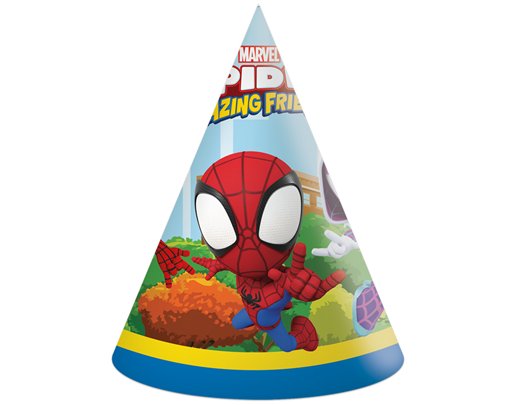 6PK SPIDEY AND FRIENDS PARTY HATS