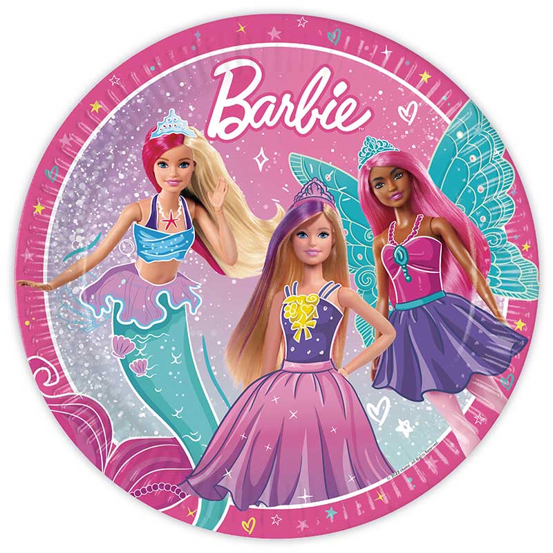 8PK 23cm BARBIE FANTASY PAPER PLATES
