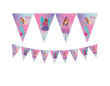 BARBIE FANTASY PAPER TRIANGLE FLAG BANNER