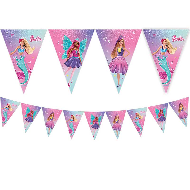 BARBIE FANTASY PAPER TRIANGLE FLAG BANNER