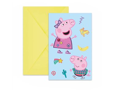 6PK PEPPA PIG MESSY PLAY INVITATIONS