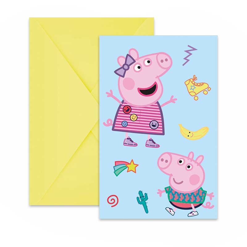 6PK PEPPA PIG MESSY PLAY INVITATIONS