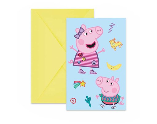 6PK PEPPA PIG MESSY PLAY INVITATIONS