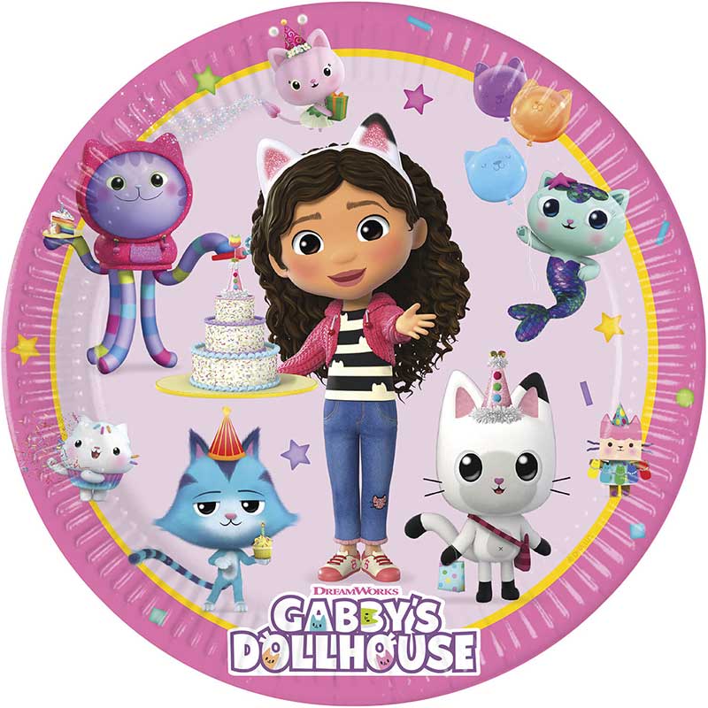 8PK 23cm GABBY'S DOLLHOUSE PAPER PLATES