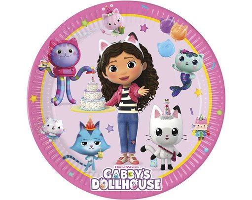8PK 23cm GABBY'S DOLLHOUSE PAPER PLATES