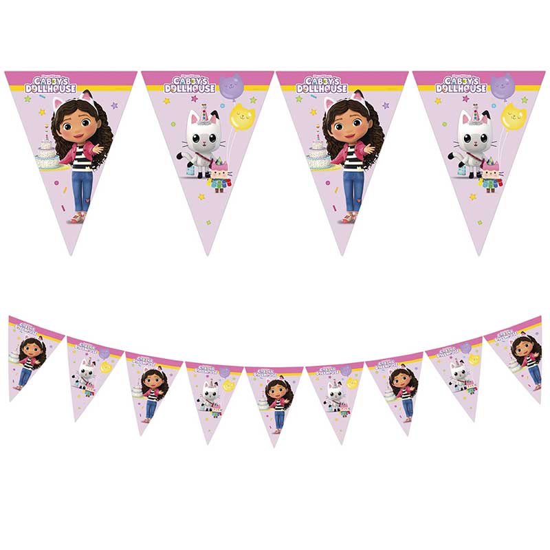 GABBY'S DOLLHOUSE PAPER TRIANGLE FLAG BANNER