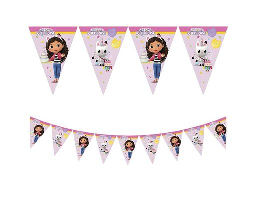 GABBY'S DOLLHOUSE PAPER TRIANGLE FLAG BANNER