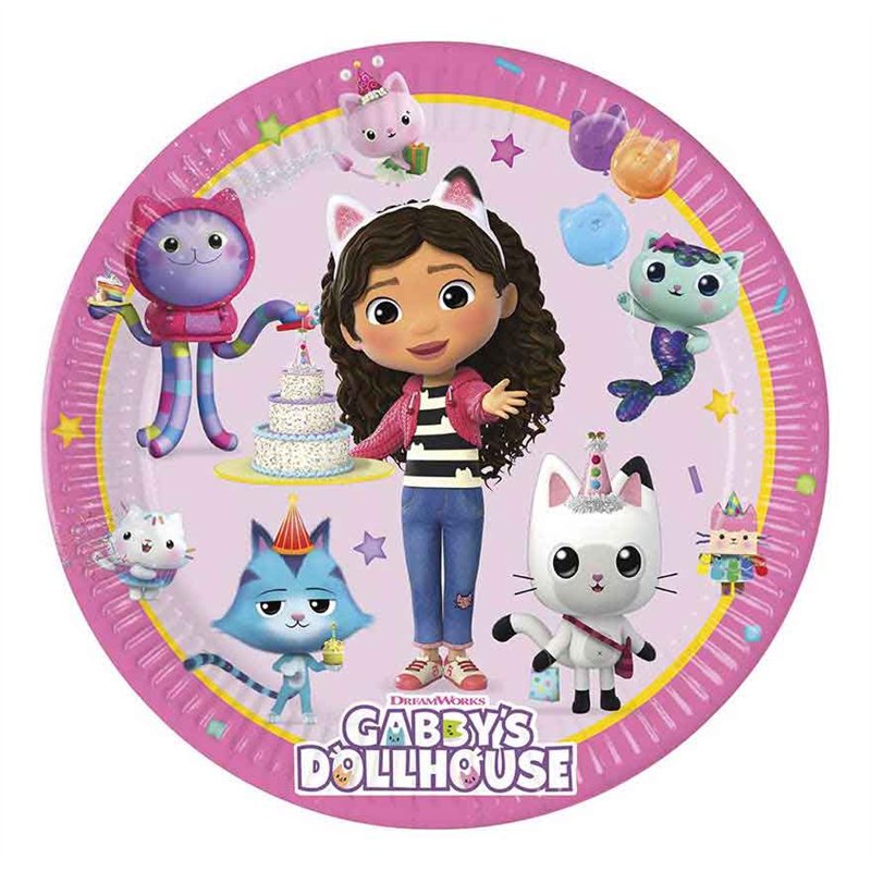 8PK 20cm GABBY'S DOLLHOUSE PAPER PLATES