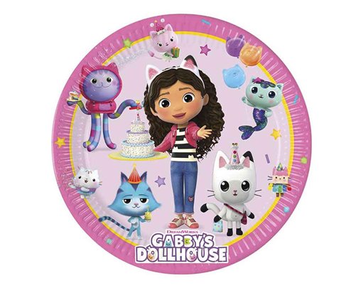 8PK 20cm GABBY'S DOLLHOUSE PAPER PLATES