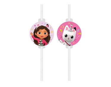 4PK GABBY'S DOLLHOUSE DRINKING STRAWS