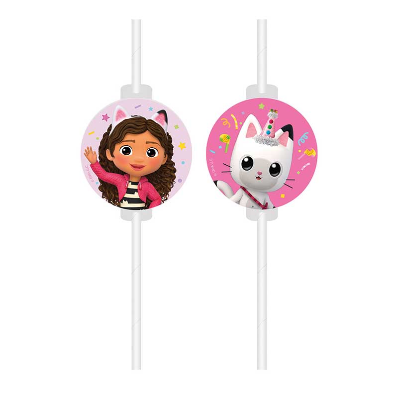 4PK GABBY'S DOLLHOUSE DRINKING STRAWS