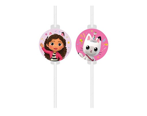 4PK GABBY'S DOLLHOUSE DRINKING STRAWS
