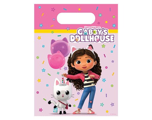 6PK GABBY'S DOLLHOUSE PLASTIC PARTY BAGS