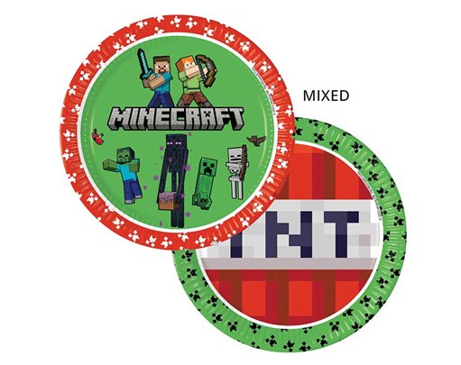 8PK 23cm MINECRAFT PAPER PLATES