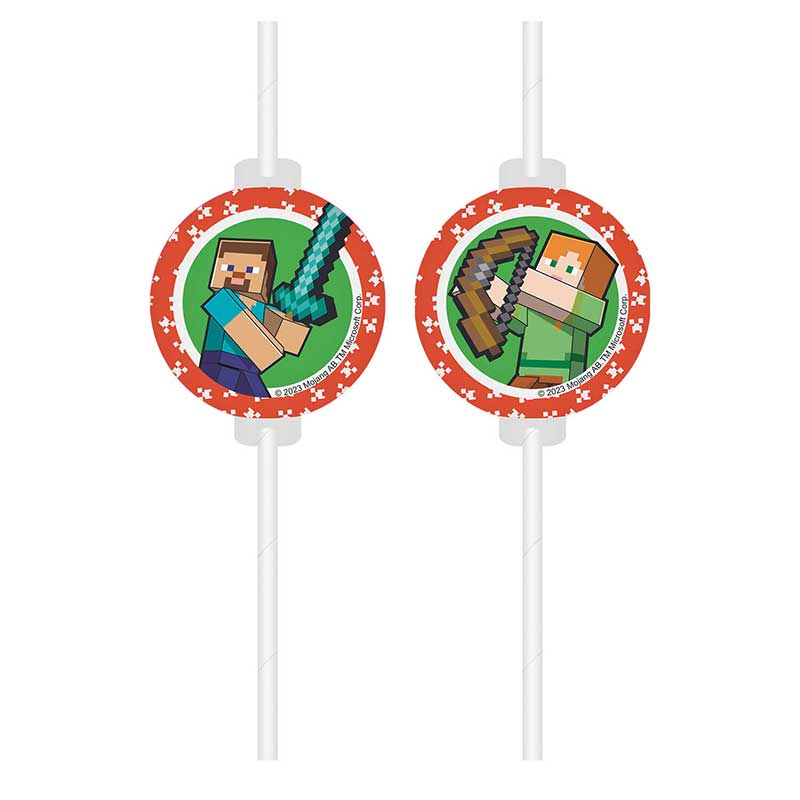 4PK MINECRAFT DRINKING STRAWS