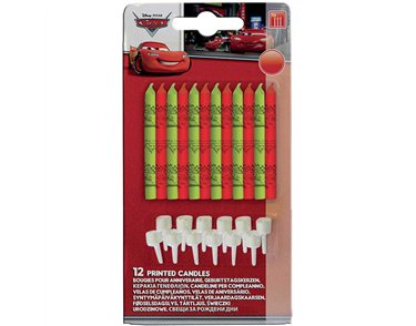 12PK DISNEY CARS BIRTHDAY CANDLES & HOLDERS