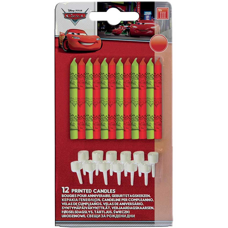 12PK DISNEY CARS BIRTHDAY CANDLES & HOLDERS
